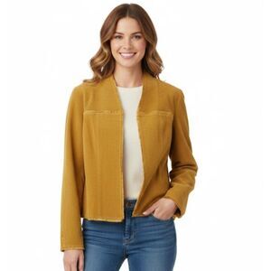 New Directions Jacket Vintage Tan 100% Leather Suede Lined Womens Size PL